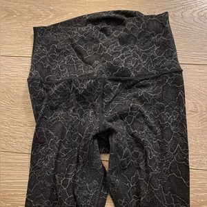 Lulu lemon align high rise 25” (I think) leggings! Black paisley print